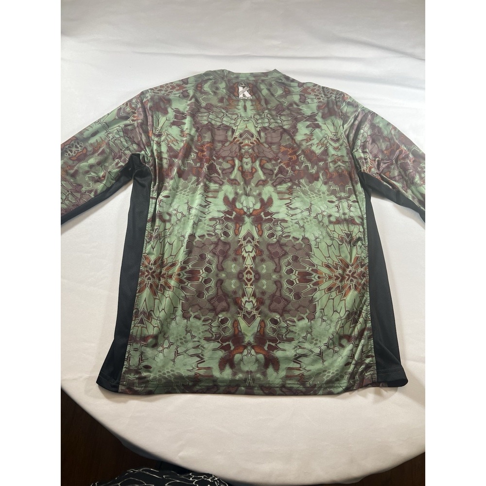 KOOFIN Men's Small‎ Green & Brown Kaleidoscope Print Long Sleeve Fishing Shirt